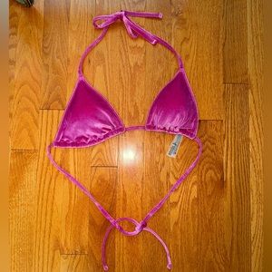 Victoria’s Secret hot pink velvet bikini top. Halter tie size M.